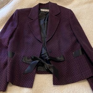 Tahari Blazer - Chevron-inspired Satin-trimmed